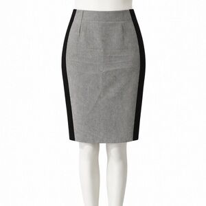 Lida Baday Grey Pencil Skirt Size 6 | Black Side Panels | Made in Canada